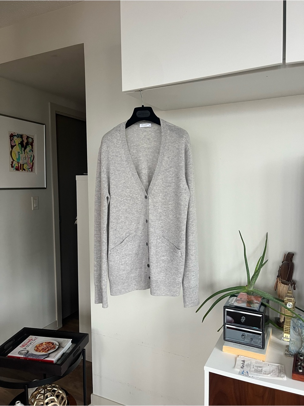 Light Gray Women’s Cashmere Blend Cardigan Sweater Size L